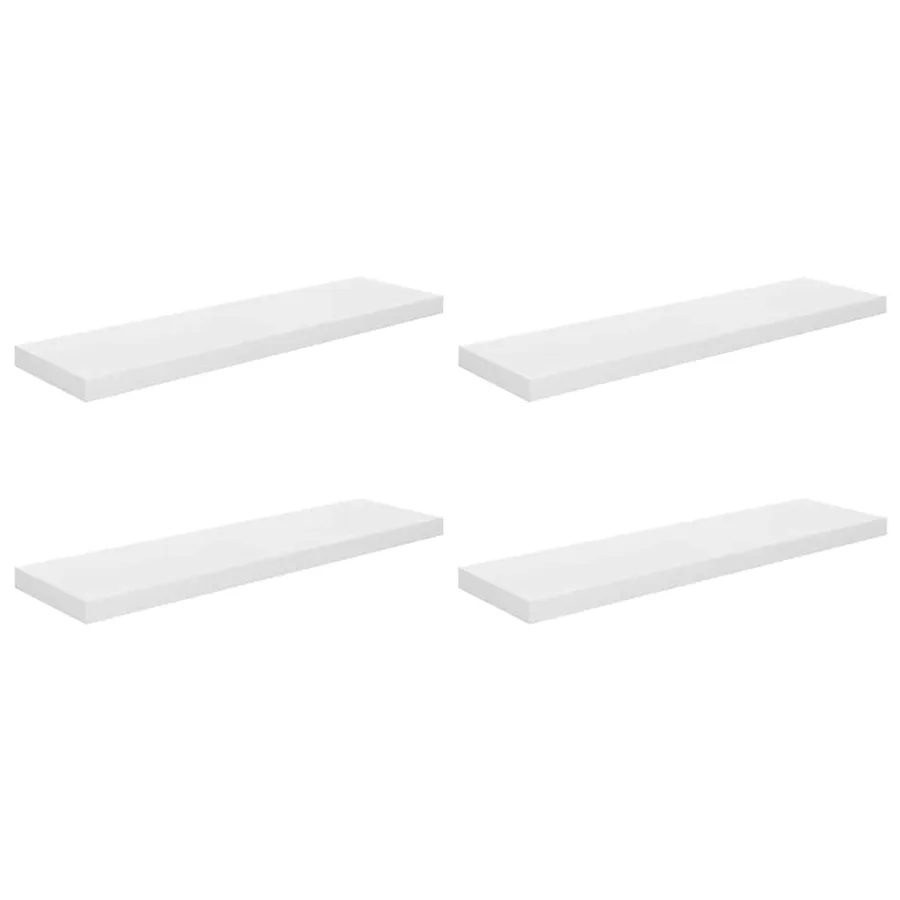 Étagère murale flottante 4 pcs Blanc brillant 90x23,5x3,8cm MDF - 2