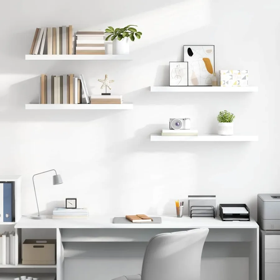 Étagère murale flottante 4 pcs Blanc brillant 90x23,5x3,8cm MDF - 3