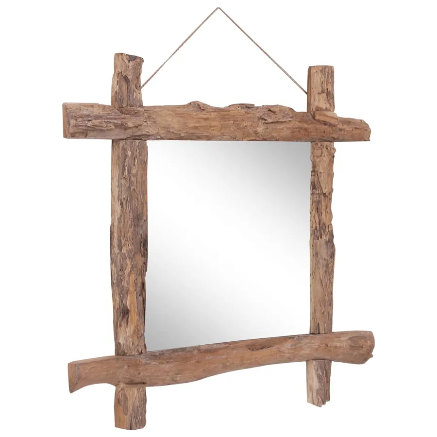 Miroir à bûches Naturel 70x70 cm bois de teck recyclé - 7