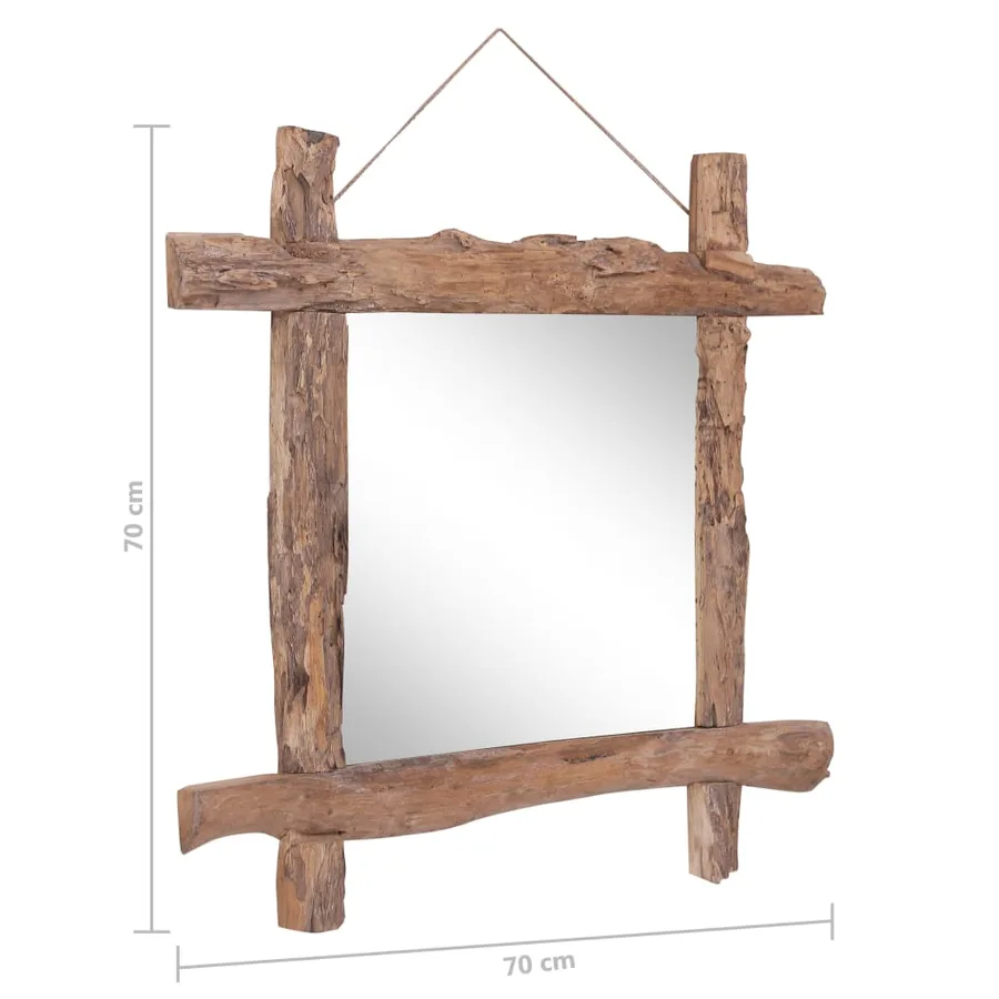 Miroir à bûches Naturel 70x70 cm bois de teck recyclé - 8