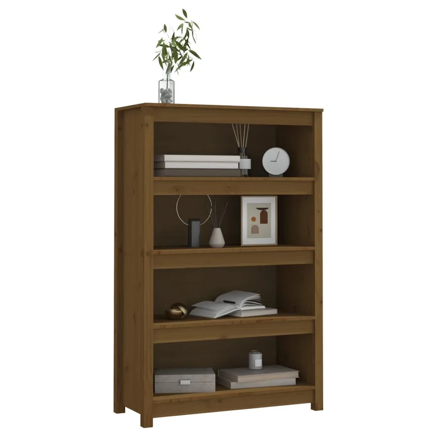 Bibliothèque Marron miel 80x35x126 cm Bois de pin massif - 4