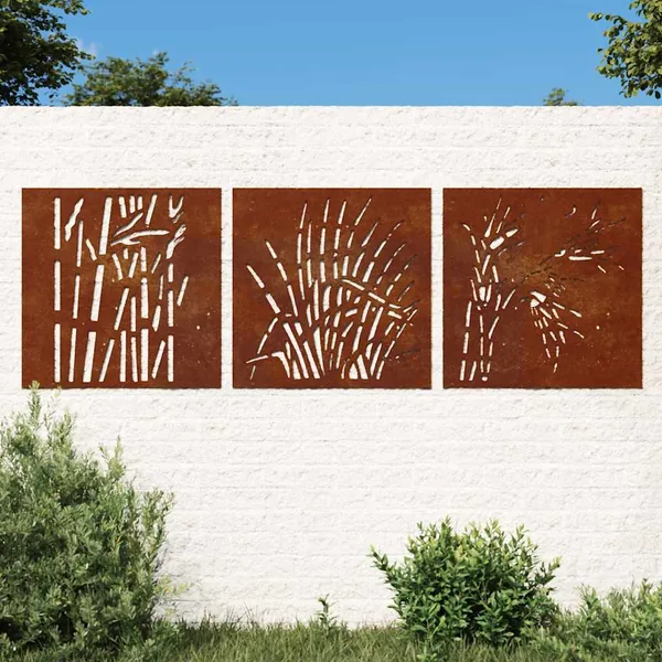 Décorations murales jardin 3 pcs 55x55 cm design d'herbe