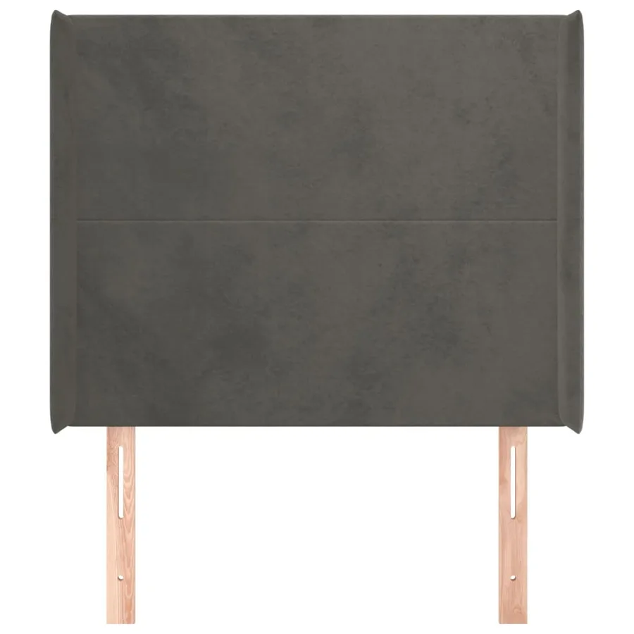 Tête de lit avec oreilles Gris foncé 83x16x118/128 cm Velours - 3