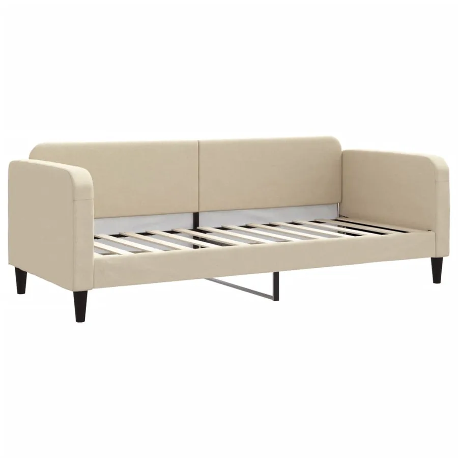 Lit de jour avec gigogne et matelas crème 80x200 cm tissu - 4