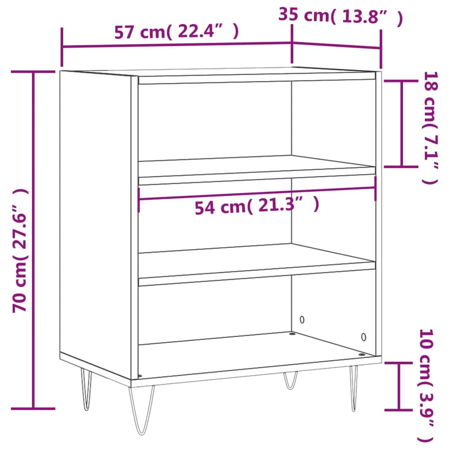 Buffet gris béton 57x35x70 cm bois d'ingénierie - 9
