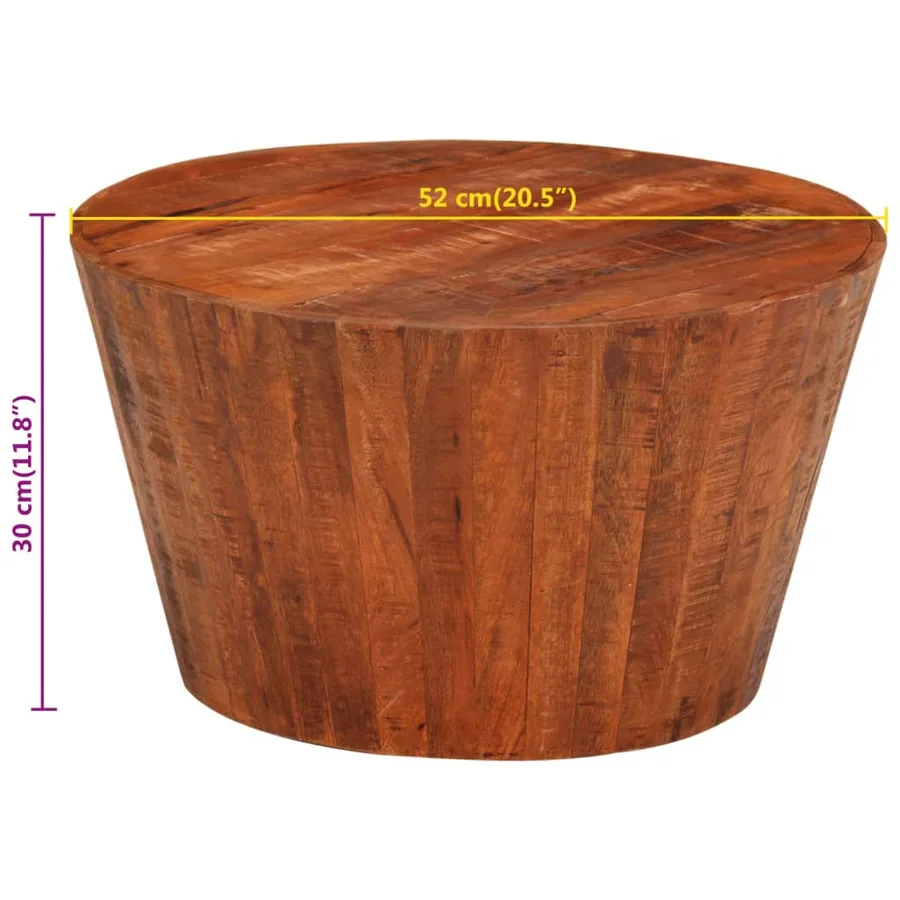 Table basse Ø 52x30 cm bois de manguier brut massif - 7