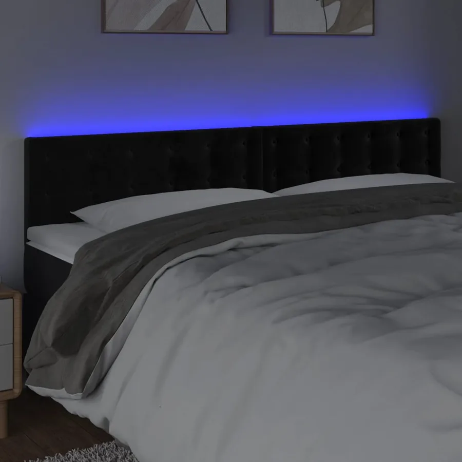 Tête de lit à LED Noir 180x5x78/88 cm Velours - 3