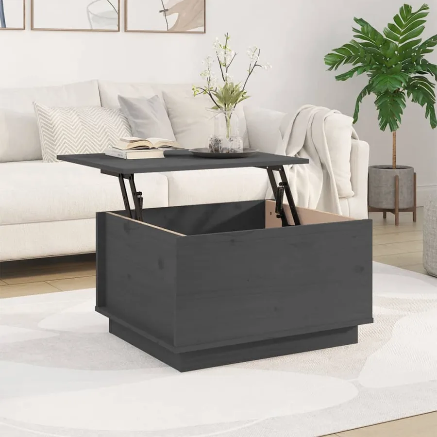 Table basse Gris 60x50x35 cm Bois massif de pin - 3