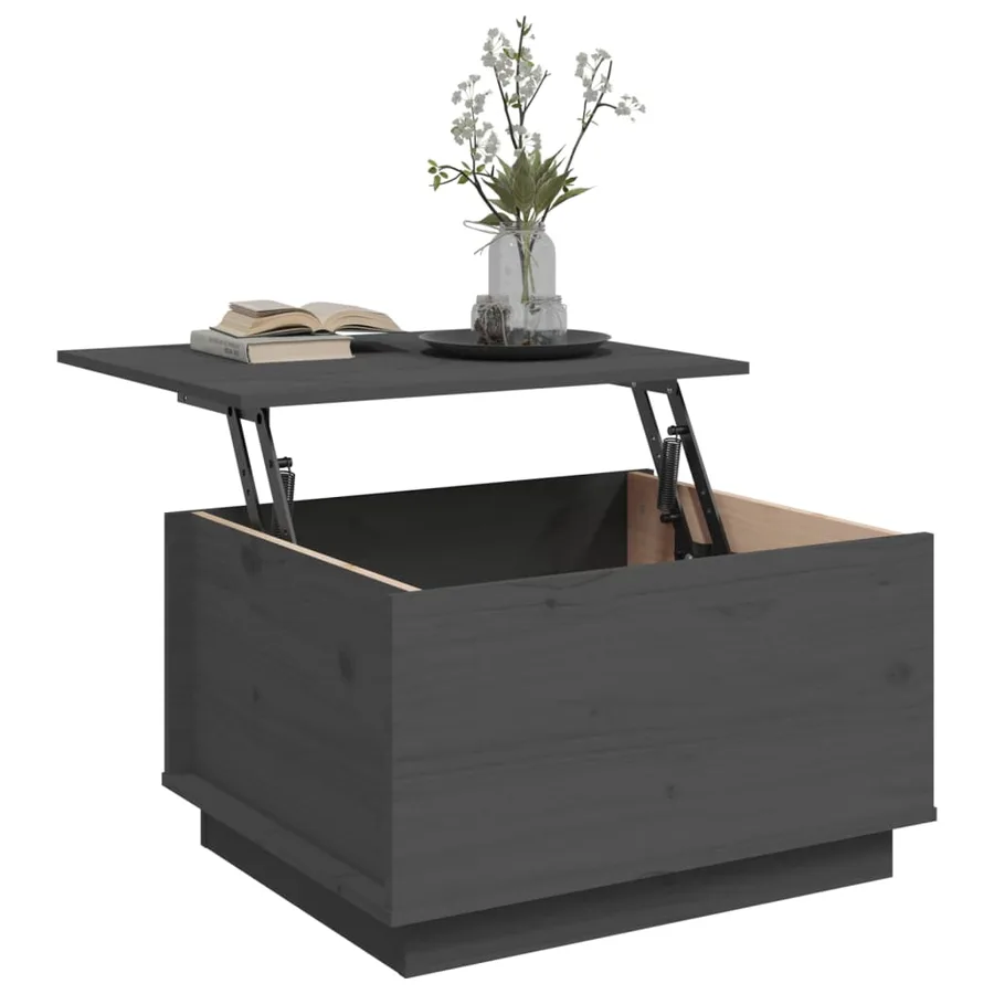 Table basse Gris 60x50x35 cm Bois massif de pin - 5