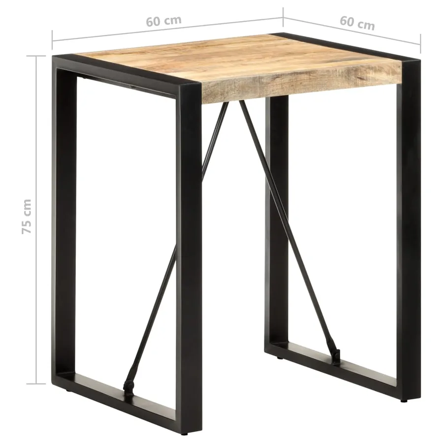 Table à manger 60x60x75 cm Bois de manguier massif brut - 5