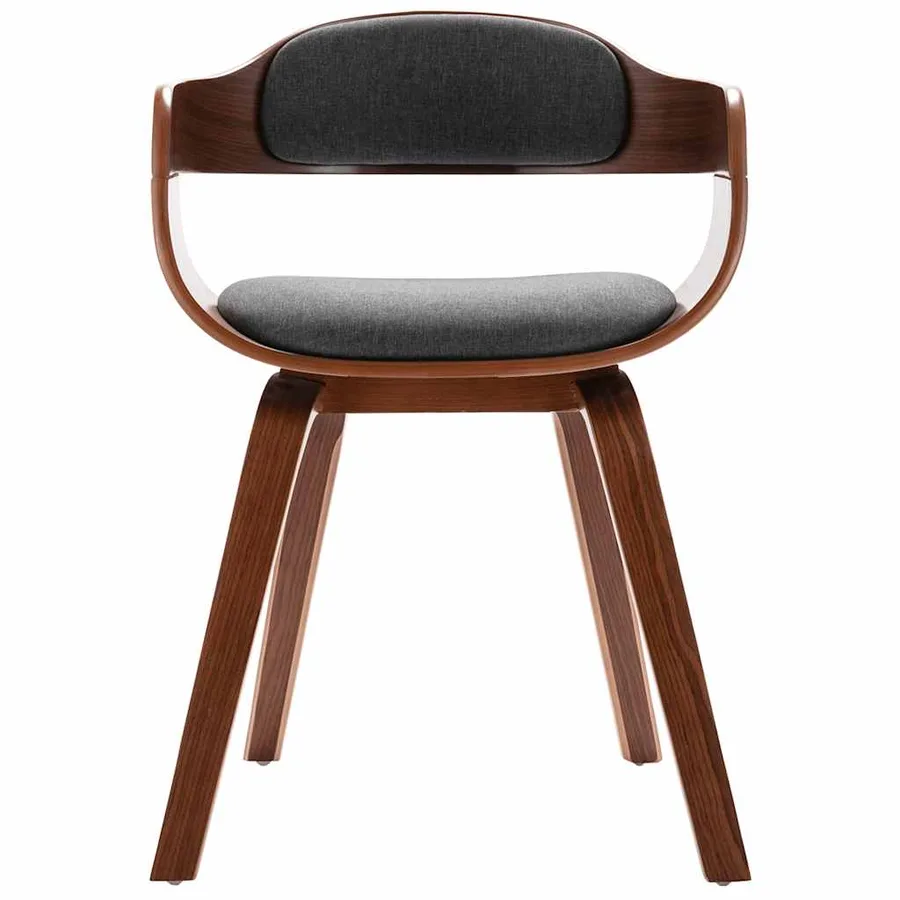 Chaise de salle à manger Gris foncé Bois courbé et tissu - 2