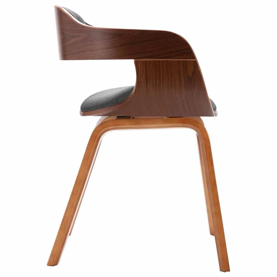 Chaise de salle à manger Gris foncé Bois courbé et tissu - 3