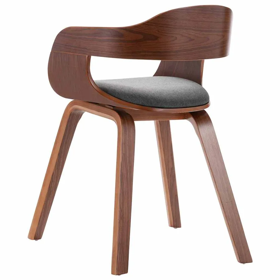 Chaise de salle à manger Gris foncé Bois courbé et tissu - 4