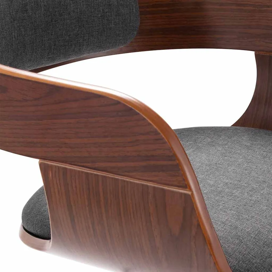 Chaise de salle à manger Gris foncé Bois courbé et tissu - 5