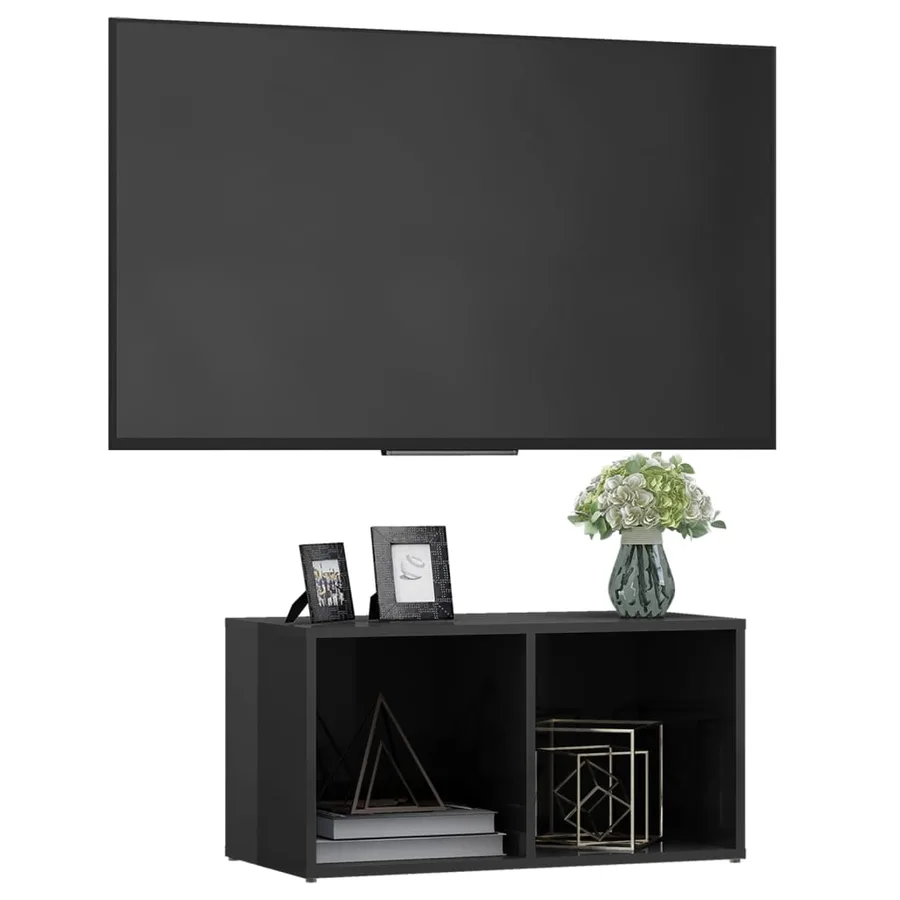 Meuble TV gris brillant 72x35x36,5 cm bois d’ingénierie - 7