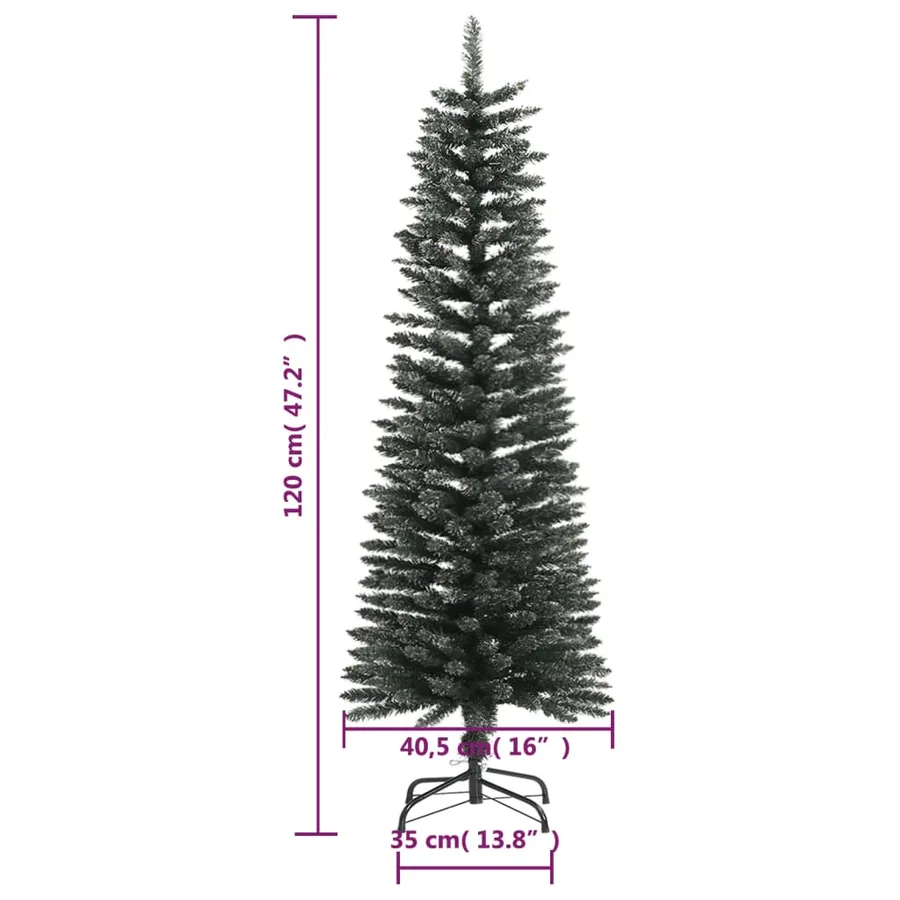 Sapin de Noël artificiel mince avec support Vert 120 cm PVC - 7
