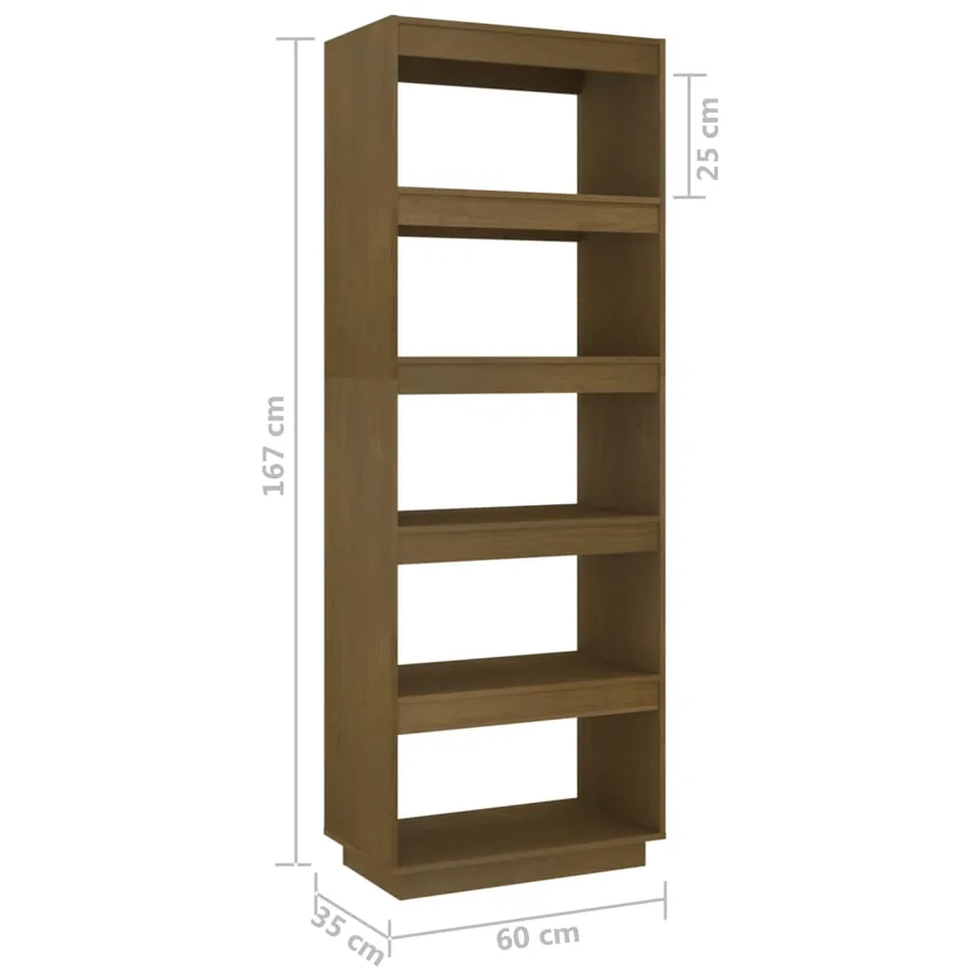 Bibliothèque/Séparateur de pièce Marron miel 60x35x167 cm Pin - 8