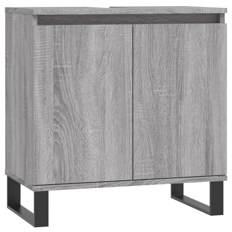 Ensemble d'armoires de salle de bain 3 pcs sonoma gris - 5