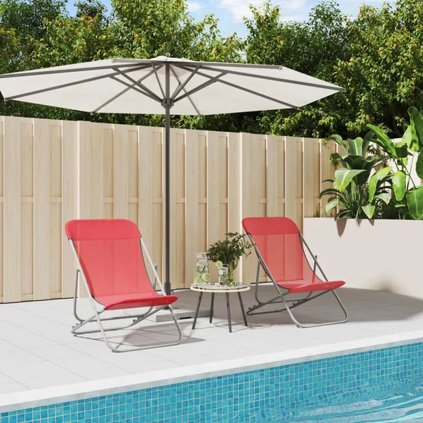 Chaises plage pliantes lot de 2 textilène acier enduit poudre