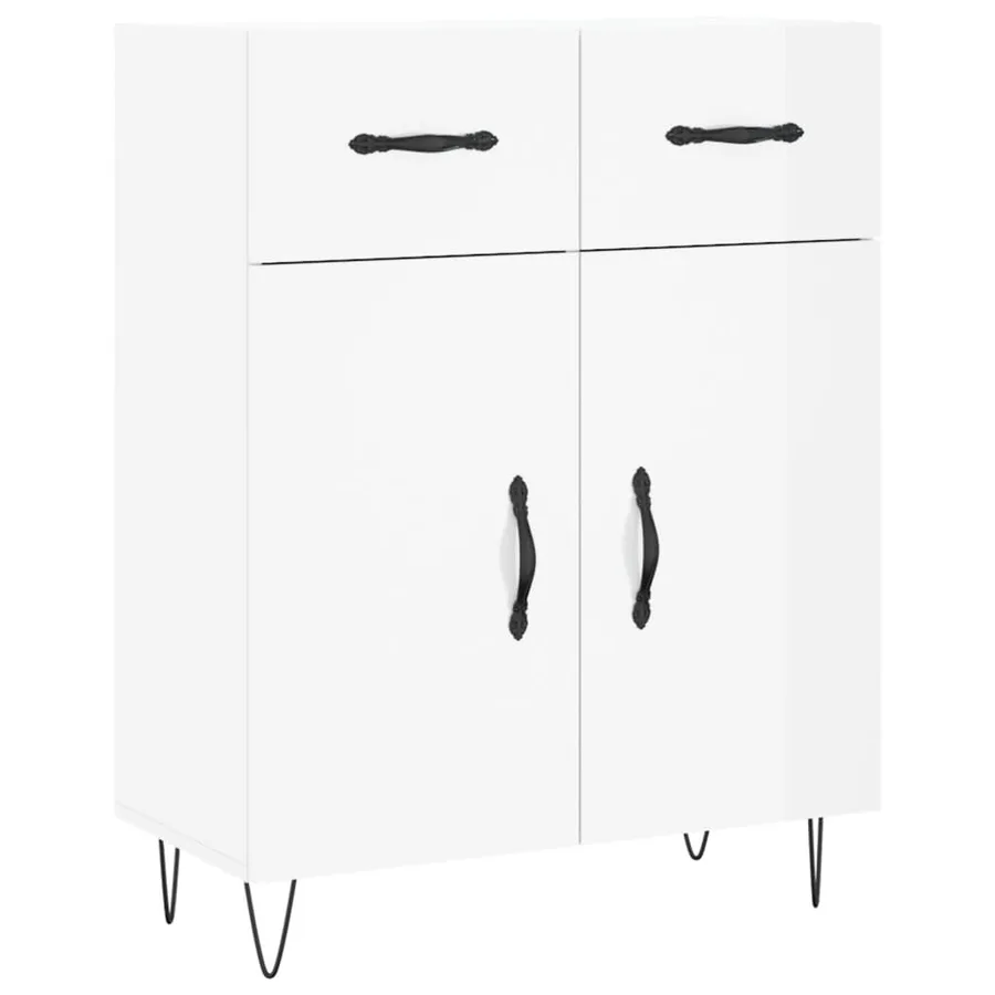 Buffet haut Blanc brillant 69,5x34x180 cm Bois d'ingénierie - 7