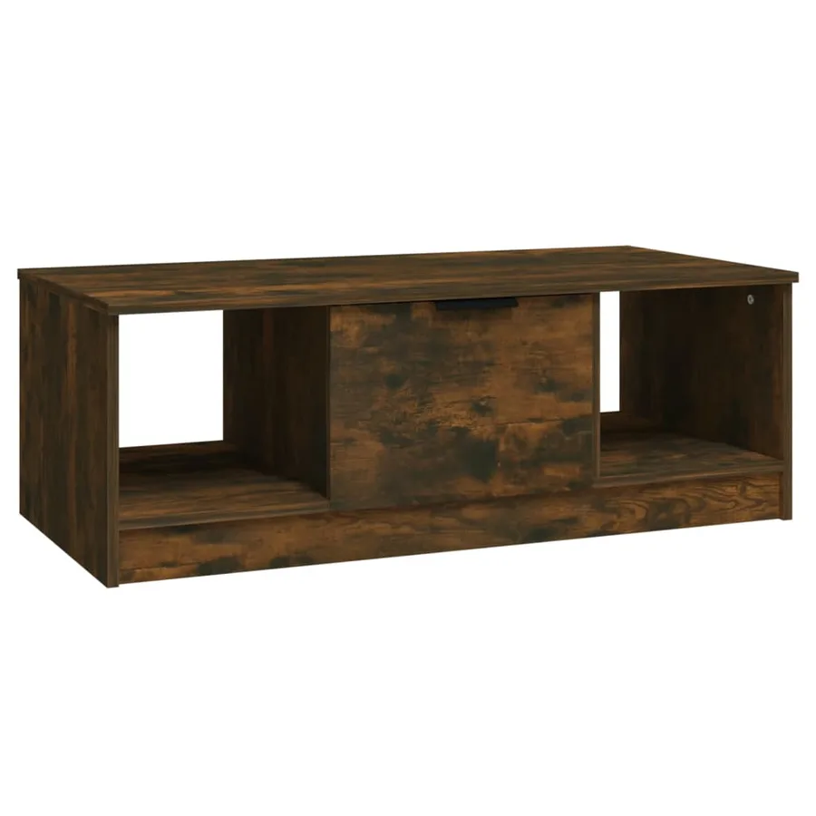 Table basse chêne fumé 102x50x36 cm bois d'ingénierie - 2