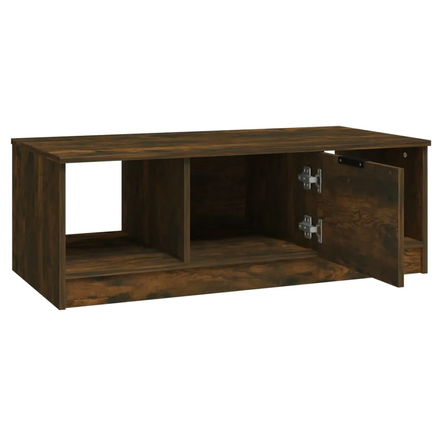 Table basse chêne fumé 102x50x36 cm bois d'ingénierie - 5