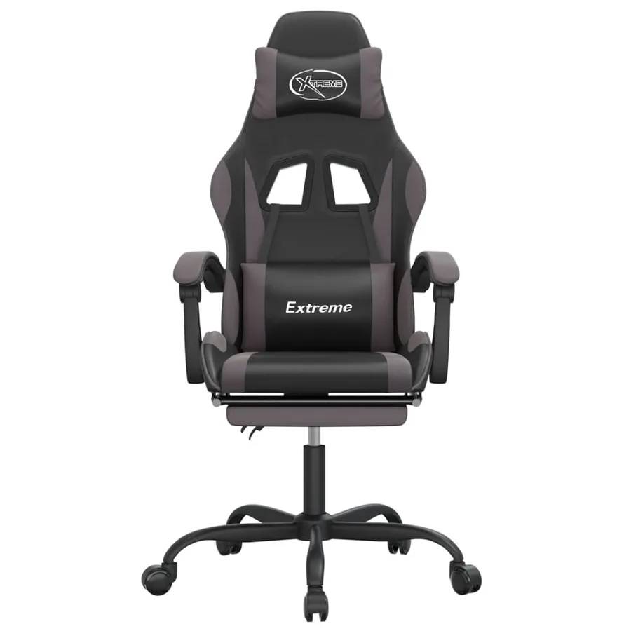 Chaise de jeu avec repose-pied Noir et gris Similicuir - 3