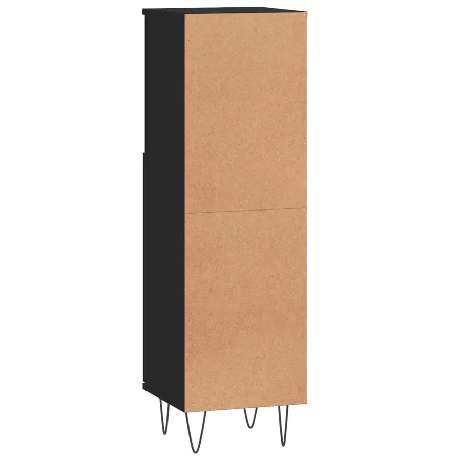 Armoire de salle de bain noir 30x30x100 cm bois d'ingénierie - 8