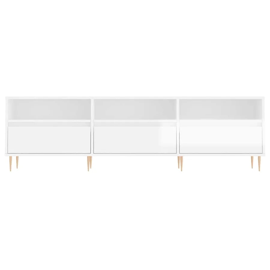 Meuble TV blanc brillant 150x30x44,5 cm bois d'ingénierie - 5
