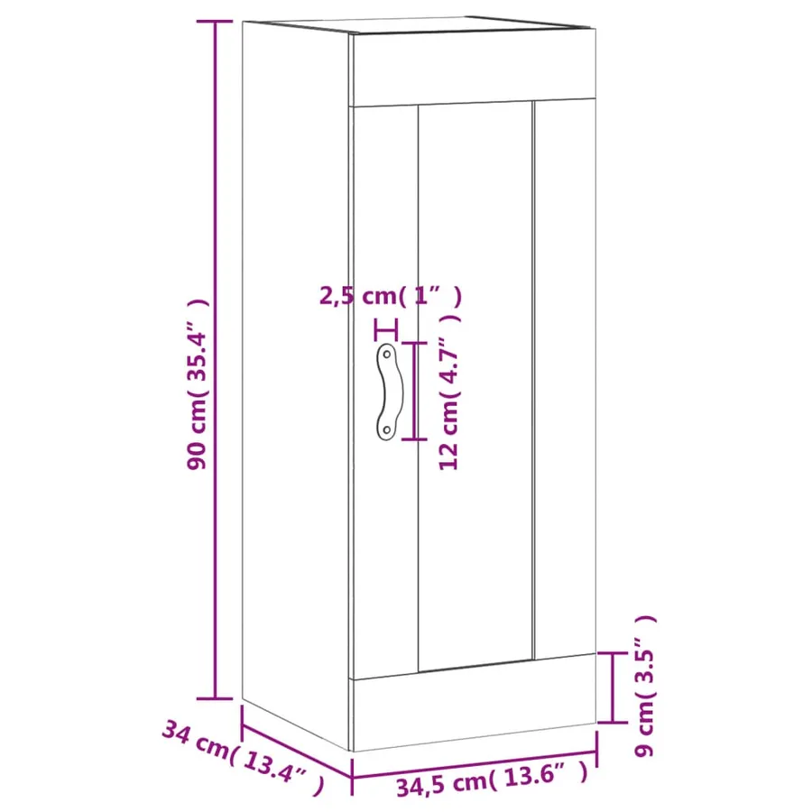 Armoire murale gris béton 34,5x34x90 cm bois d'ingénierie - 14