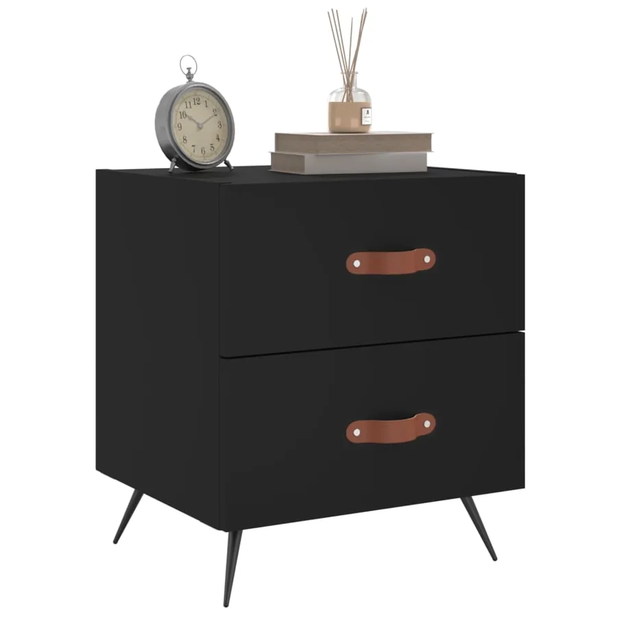 Tables de chevet 2 pcs noir 40x35x47,5 cm bois d’ingénierie - 3