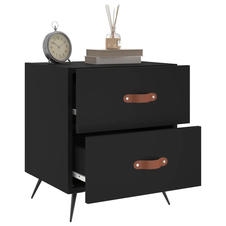 Tables de chevet 2 pcs noir 40x35x47,5 cm bois d’ingénierie - 4