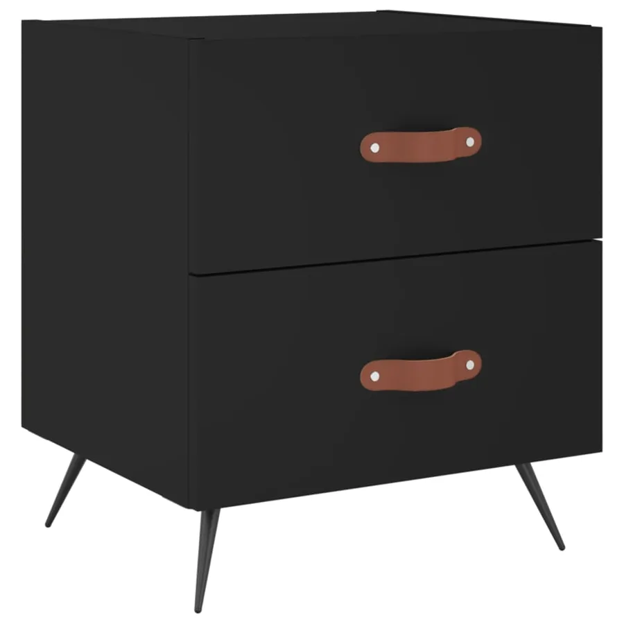 Tables de chevet 2 pcs noir 40x35x47,5 cm bois d’ingénierie - 5