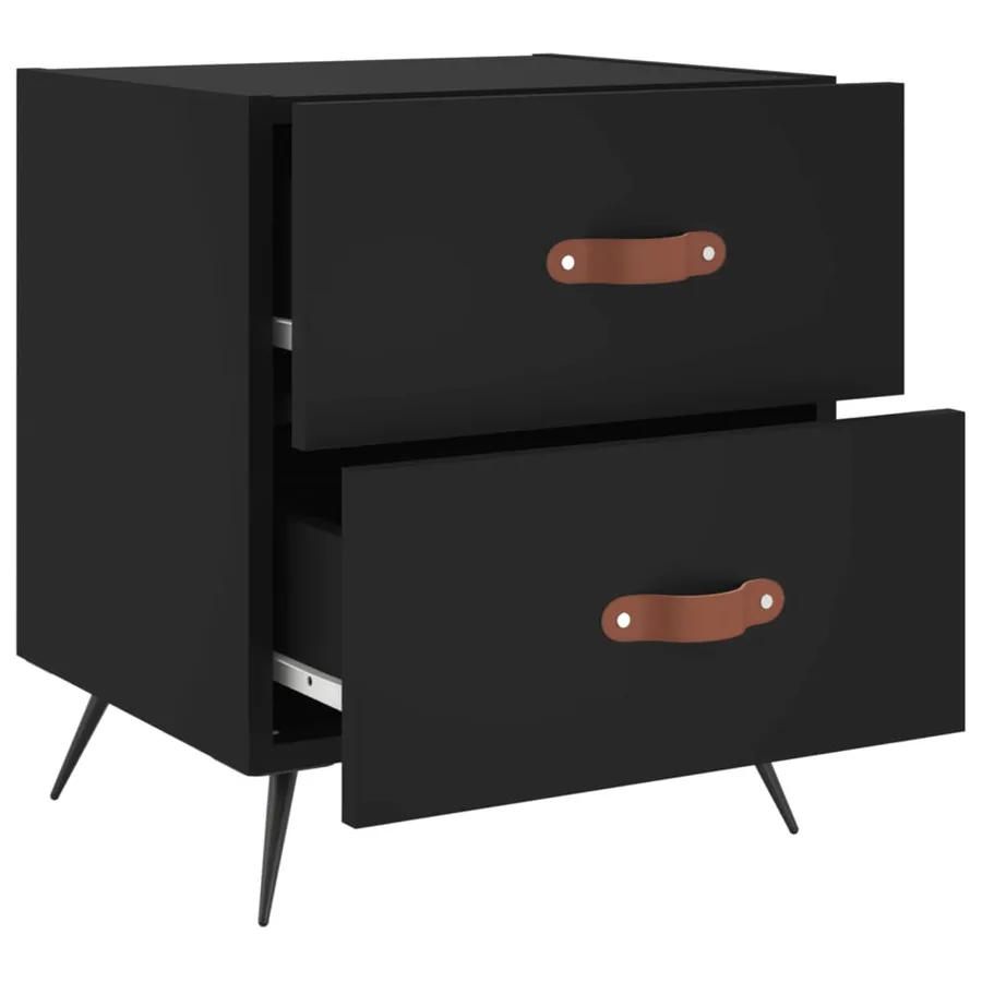 Tables de chevet 2 pcs noir 40x35x47,5 cm bois d’ingénierie - 9