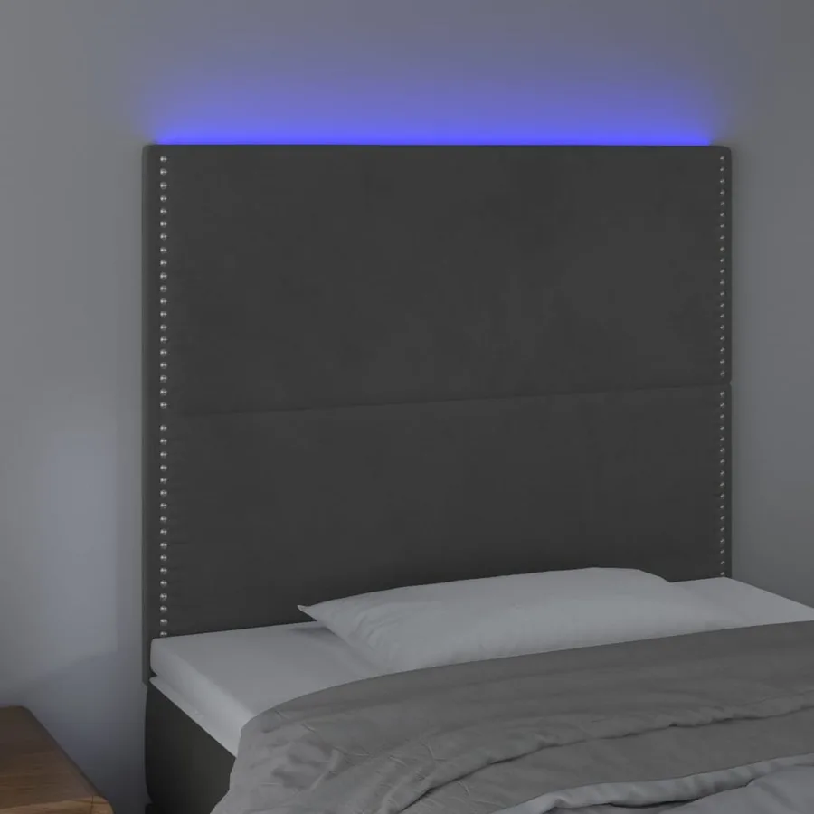 Tête de lit à LED Gris foncé 90x5x118/128 cm Velours - 3