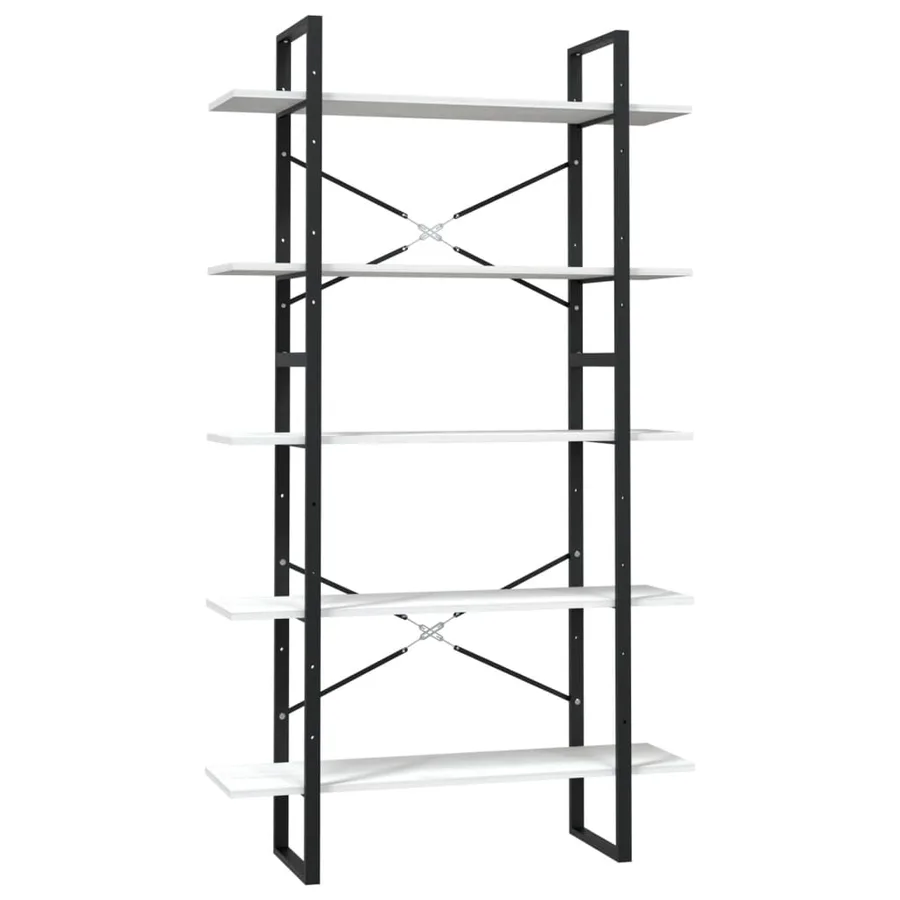 Bibliothèque à 5 niveaux Blanc 100x30x175 cm Bois de pin - 2