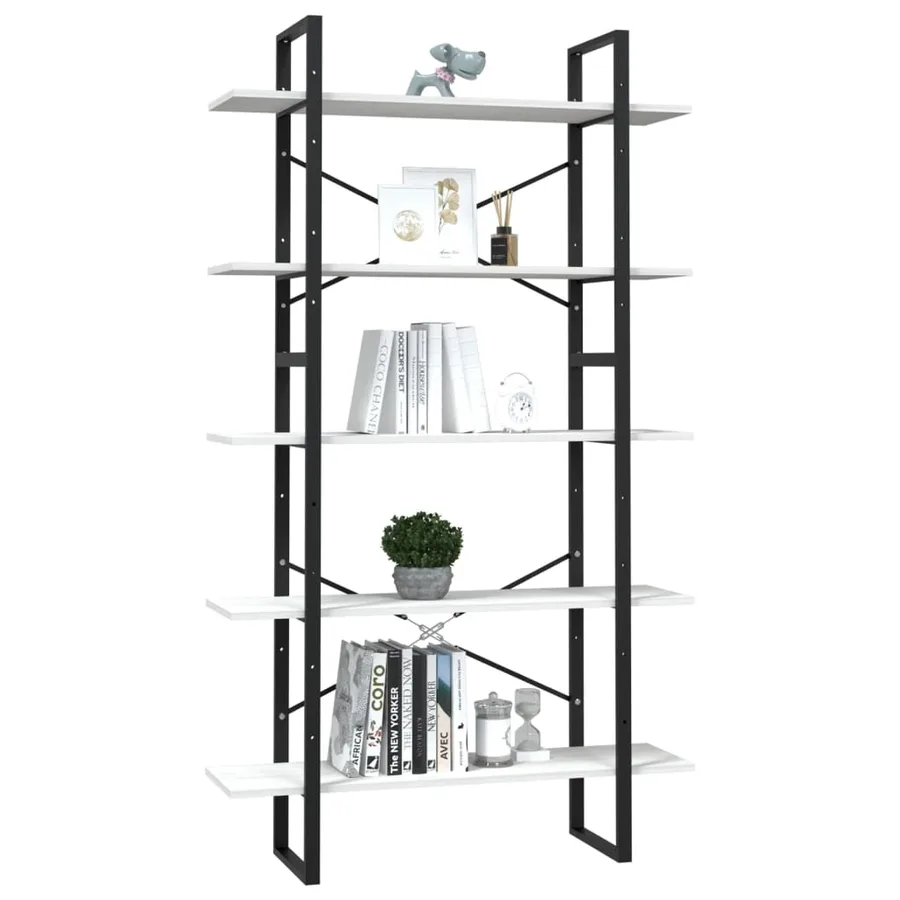 Bibliothèque à 5 niveaux Blanc 100x30x175 cm Bois de pin - 3