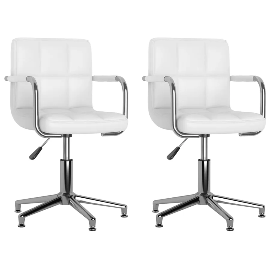 Chaises pivotantes à manger lot de 2 blanc similicuir - 2