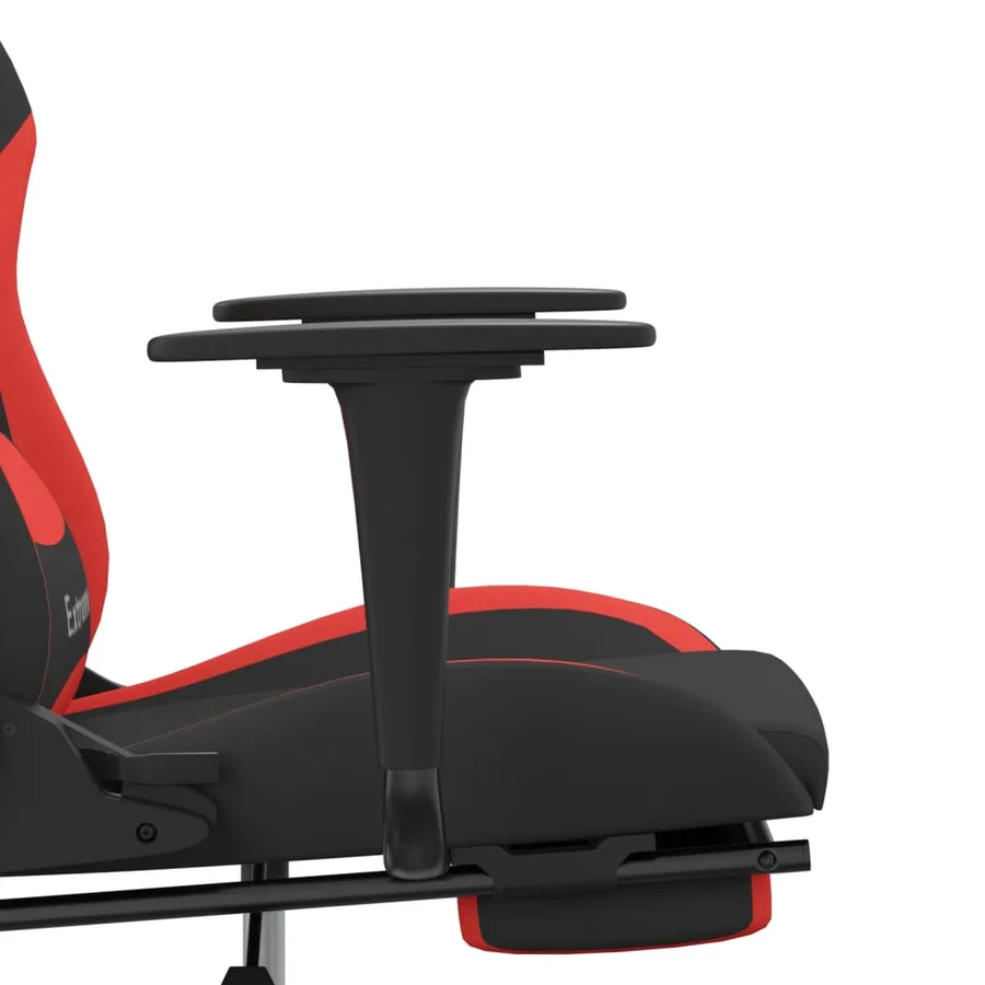 Chaise de jeu avec repose-pied Noir et rouge Tissu - 11