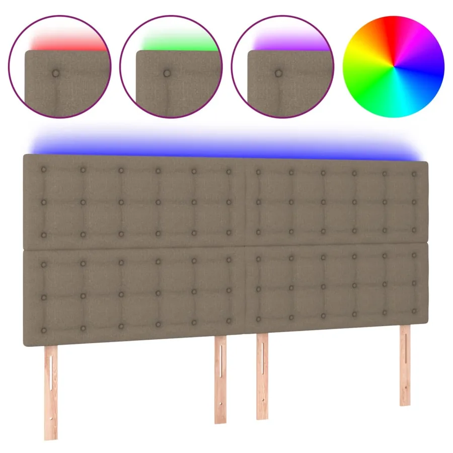 Tête de lit à LED Taupe 200x5x118/128 cm Tissu - 2