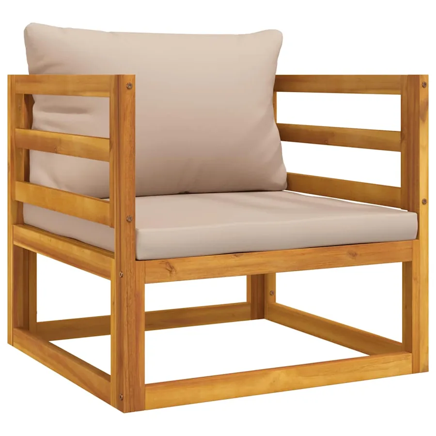 Chaise de jardin avec coussins taupe bois massif d'acacia - 2