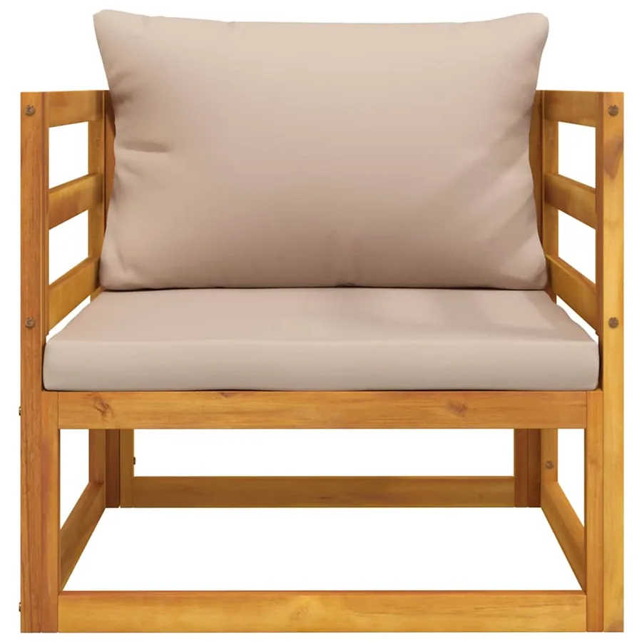 Chaise de jardin avec coussins taupe bois massif d'acacia - 3