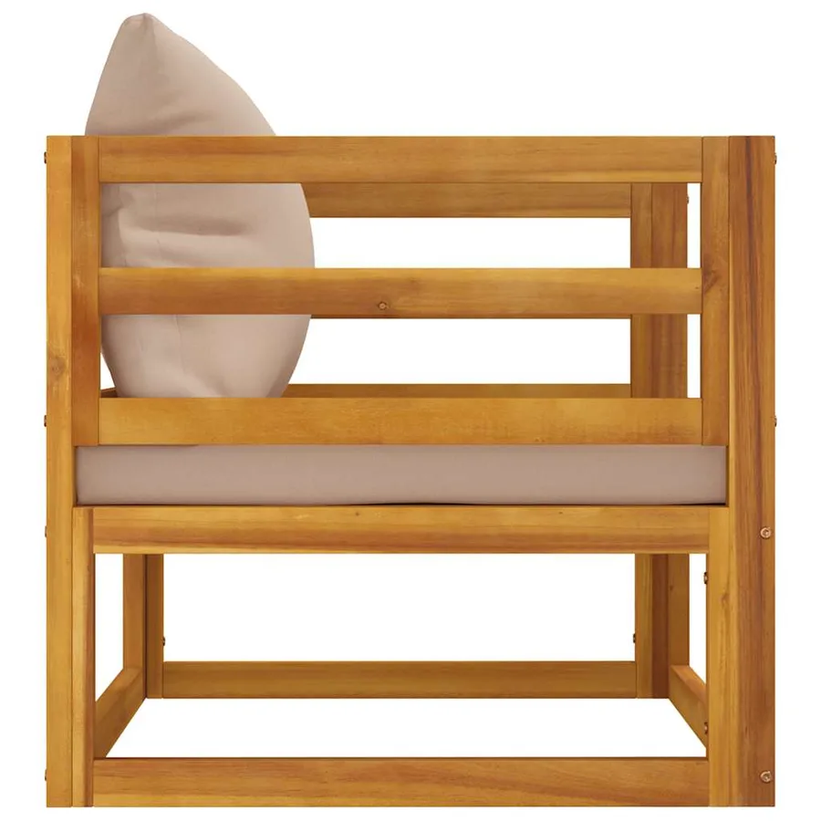 Chaise de jardin avec coussins taupe bois massif d'acacia - 5