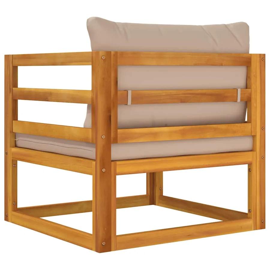 Chaise de jardin avec coussins taupe bois massif d'acacia - 6