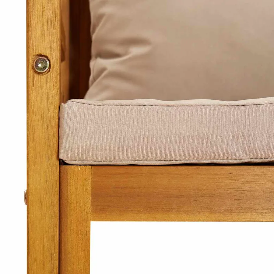 Chaise de jardin avec coussins taupe bois massif d'acacia - 7