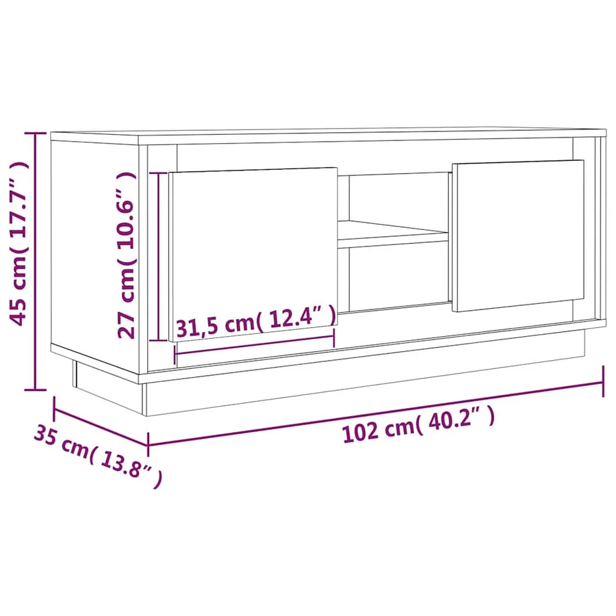 Meuble TV blanc 102x35x45 cm bois d'ingénierie - 10