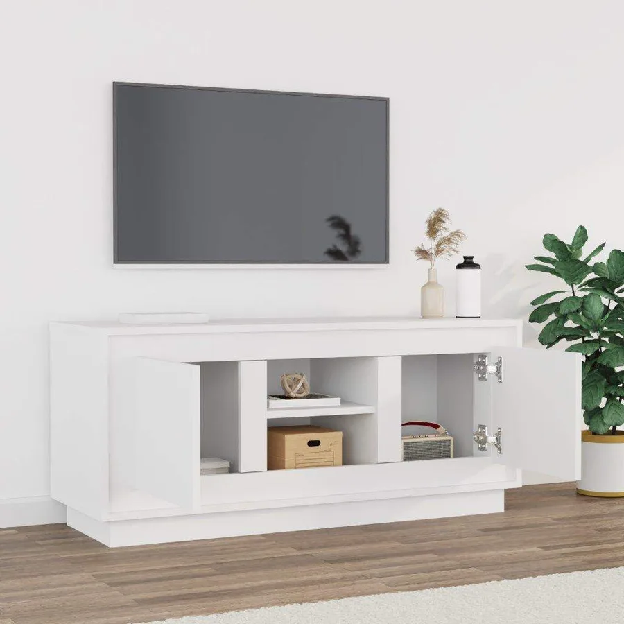 Meuble TV blanc 102x35x45 cm bois d'ingénierie - 3