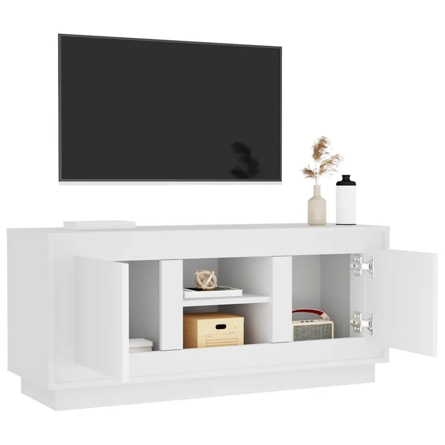 Meuble TV blanc 102x35x45 cm bois d'ingénierie - 5
