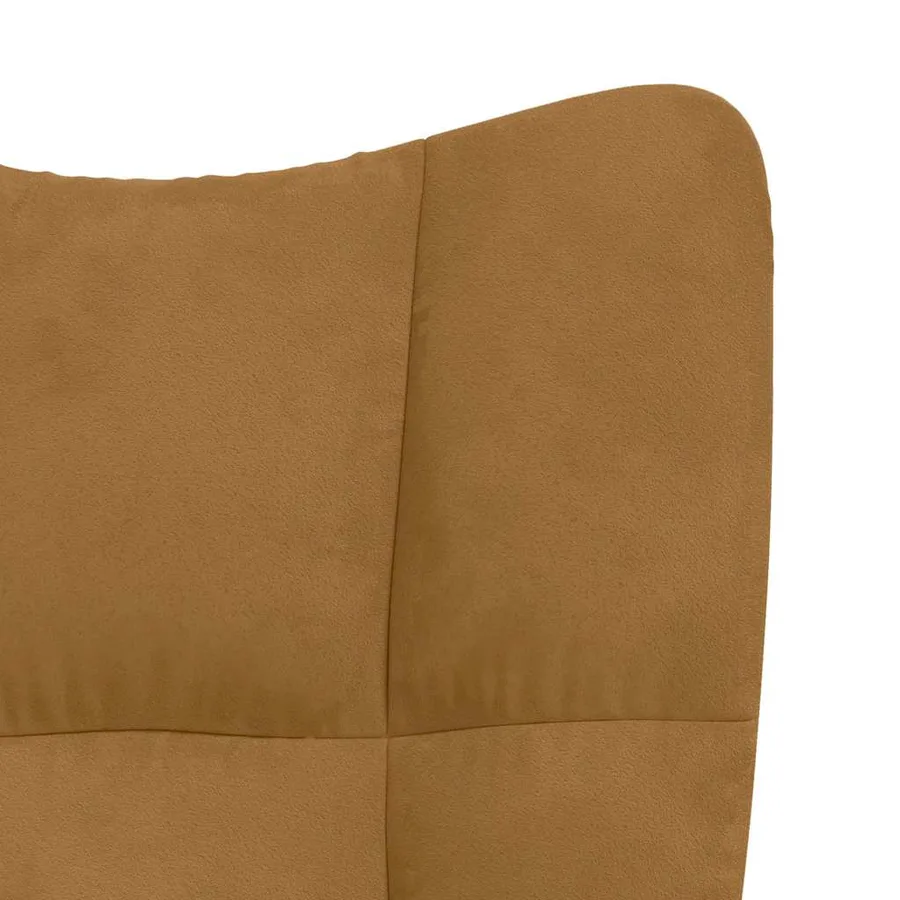 Chaise à bascule avec tabouret en velours marron - 10