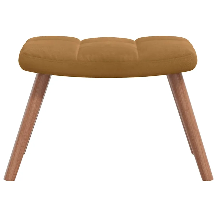 Chaise à bascule avec tabouret en velours marron - 5